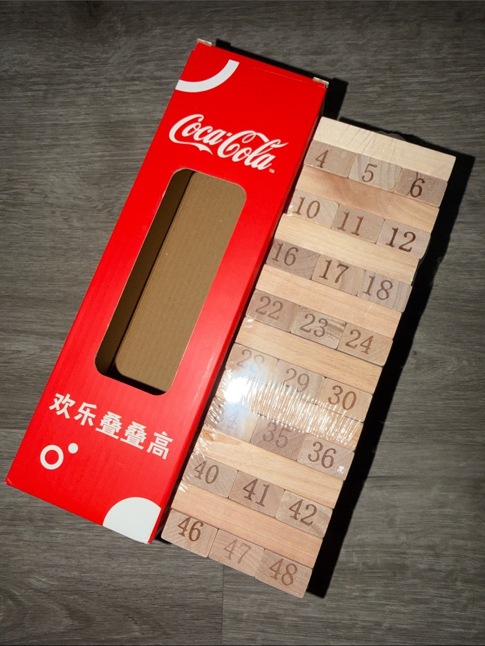 Coca-Cola wooden tumbling tower game